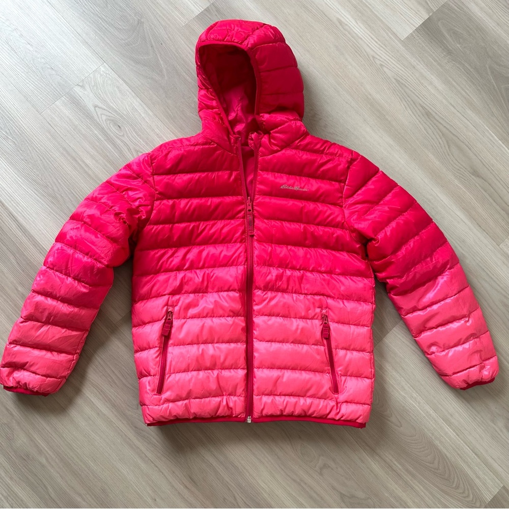 Eddie Bauer Pink Ombré Girls L Down Puffer Jacket